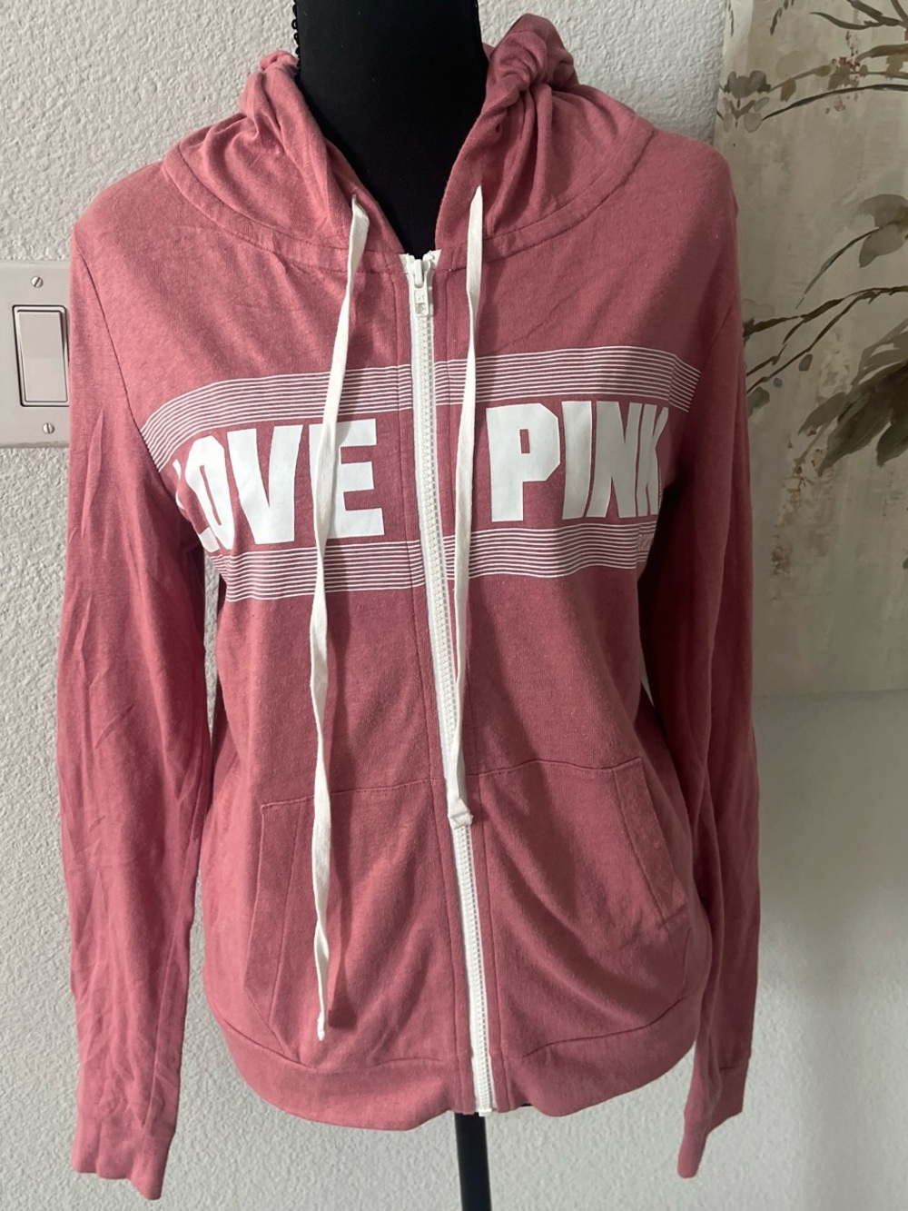 PINK Victoria's Secret Rose Zip-Up Logo Hoodie